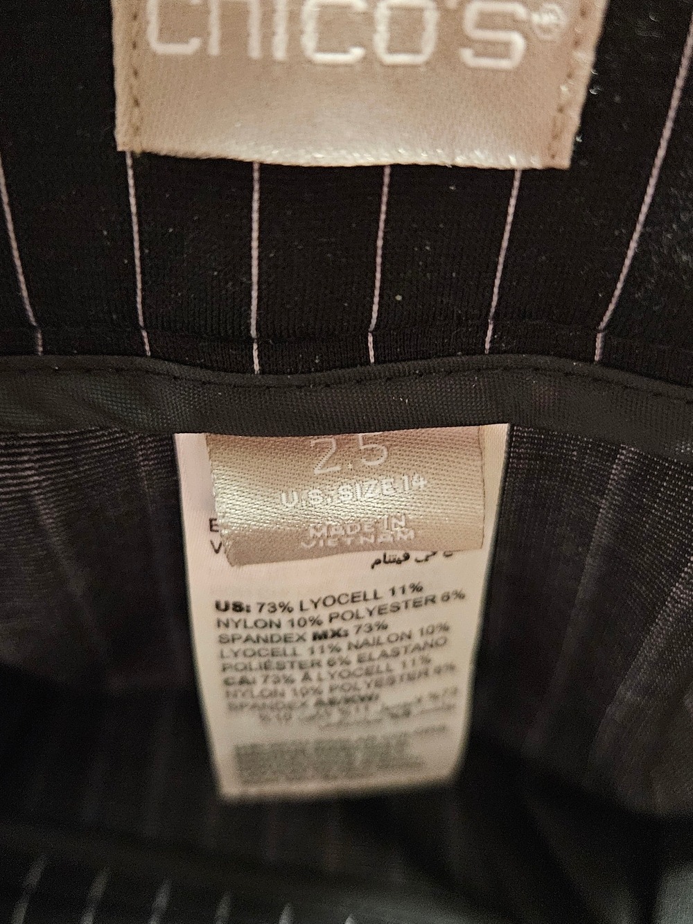 Chico's Black Pinstripe Dress Pants Size 2.5 (14/16) - Picture 2 of 7